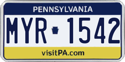 PA license plate MYR1542