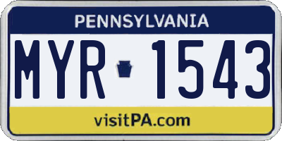 PA license plate MYR1543