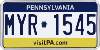 PA license plate MYR1545