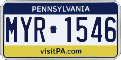 PA license plate MYR1546