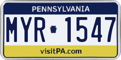 PA license plate MYR1547