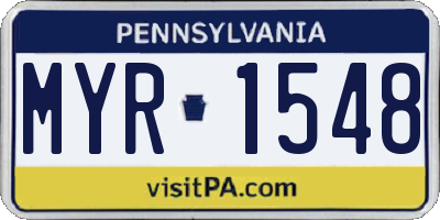 PA license plate MYR1548