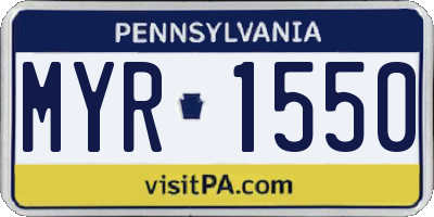 PA license plate MYR1550