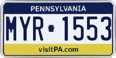 PA license plate MYR1553