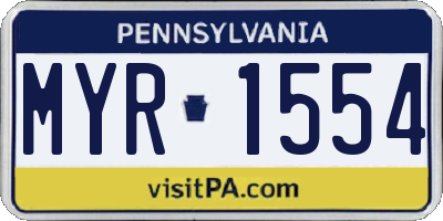 PA license plate MYR1554