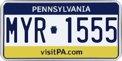 PA license plate MYR1555