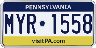 PA license plate MYR1558