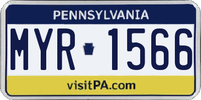 PA license plate MYR1566
