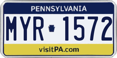 PA license plate MYR1572