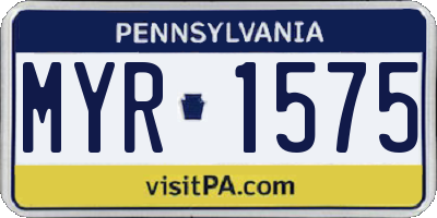 PA license plate MYR1575