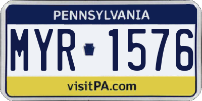 PA license plate MYR1576