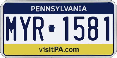 PA license plate MYR1581