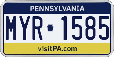 PA license plate MYR1585
