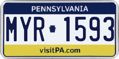 PA license plate MYR1593