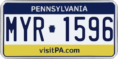PA license plate MYR1596