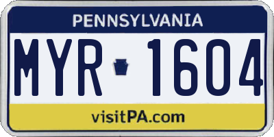 PA license plate MYR1604