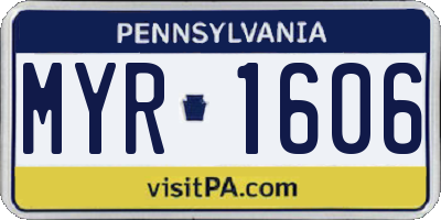 PA license plate MYR1606