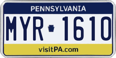 PA license plate MYR1610