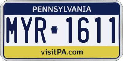 PA license plate MYR1611