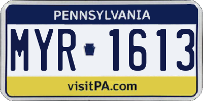 PA license plate MYR1613