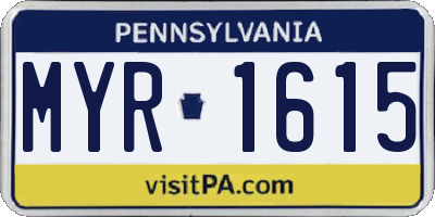 PA license plate MYR1615