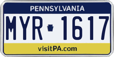 PA license plate MYR1617