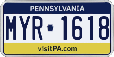 PA license plate MYR1618