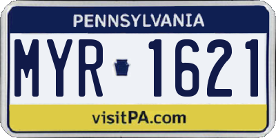 PA license plate MYR1621