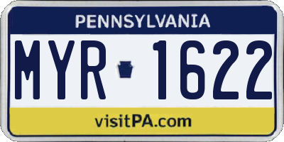 PA license plate MYR1622