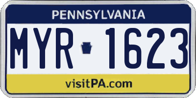 PA license plate MYR1623