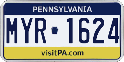 PA license plate MYR1624