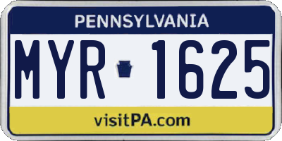 PA license plate MYR1625