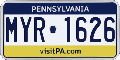 PA license plate MYR1626