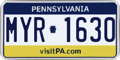 PA license plate MYR1630