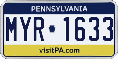 PA license plate MYR1633