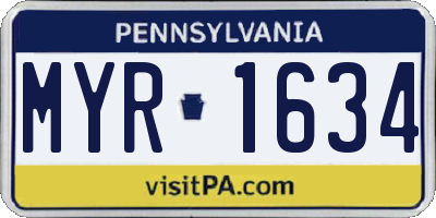 PA license plate MYR1634