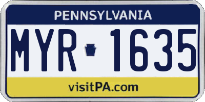 PA license plate MYR1635