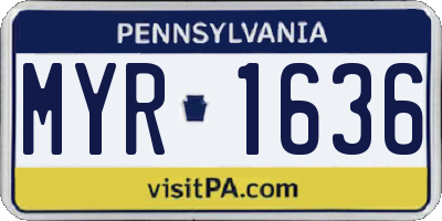 PA license plate MYR1636