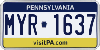 PA license plate MYR1637