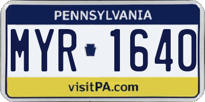 PA license plate MYR1640