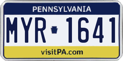 PA license plate MYR1641
