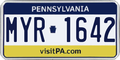 PA license plate MYR1642