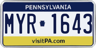PA license plate MYR1643