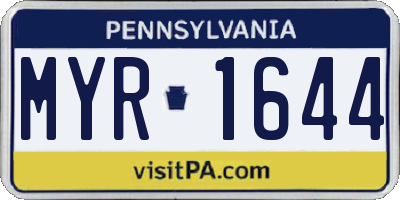 PA license plate MYR1644