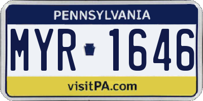 PA license plate MYR1646
