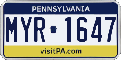 PA license plate MYR1647