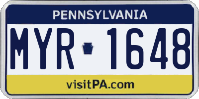 PA license plate MYR1648