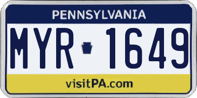 PA license plate MYR1649