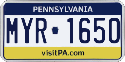 PA license plate MYR1650