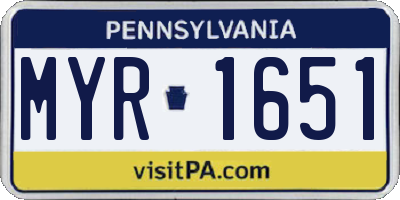 PA license plate MYR1651